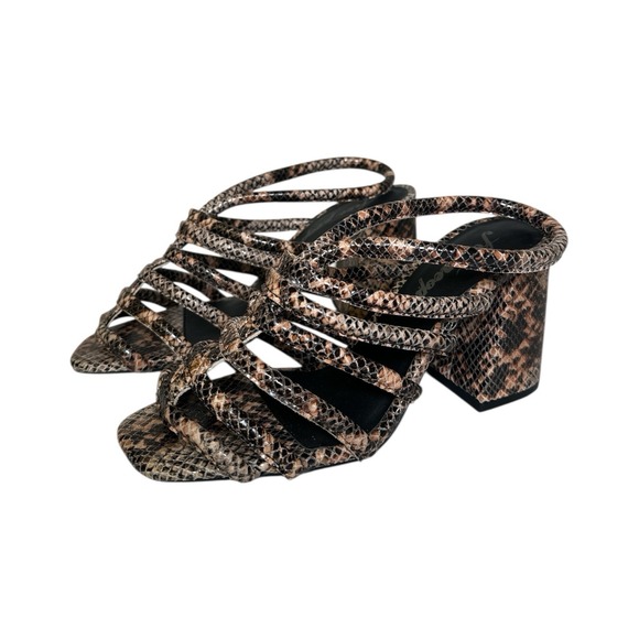 Free People Colette Cinched Strappy Sandal Heels Size EU 37.5 US 7.5 Snake Print - Picture 3 of 9